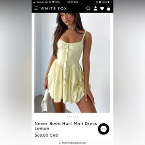 White Fox Boutique dress: Never Been Hurt Mini Dress Lemon. Size Sm.